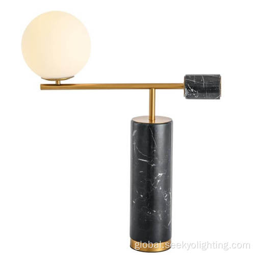 Black Marble Table Lamp Geometric structure opal glass marble table lamp Factory